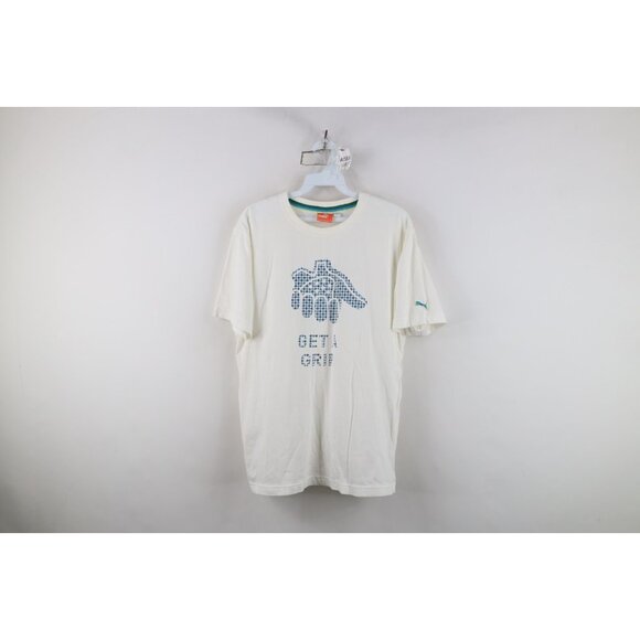 Puma Golf Mens Size Medium Spell Out Get A Grip Short Sleeve T-Shirt White - Picture 1 of 13